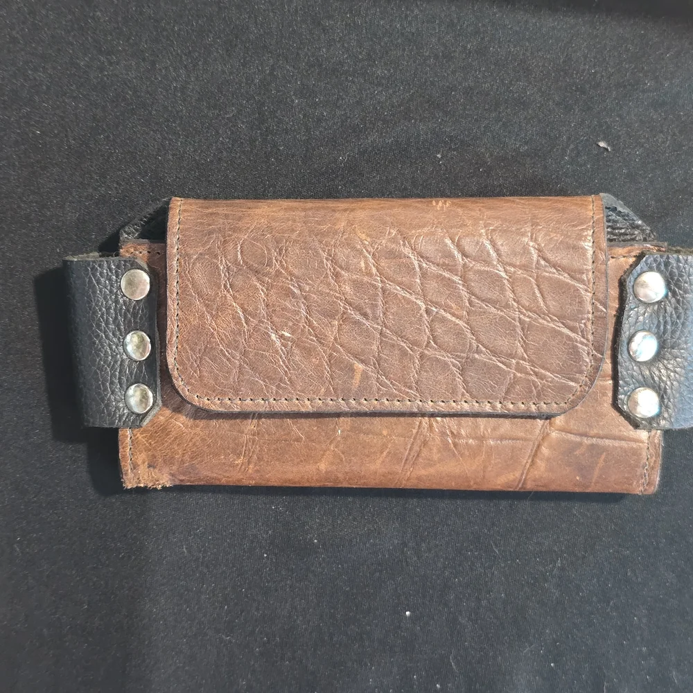 Handcrafted Brown Crocodile Print Leather Cell Phone Case With Belt Clip